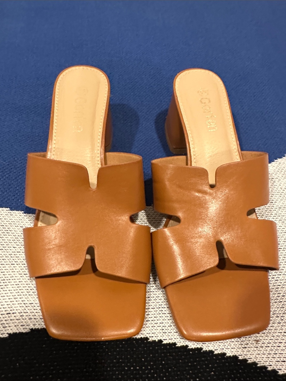Tan Leather Slide Sandals